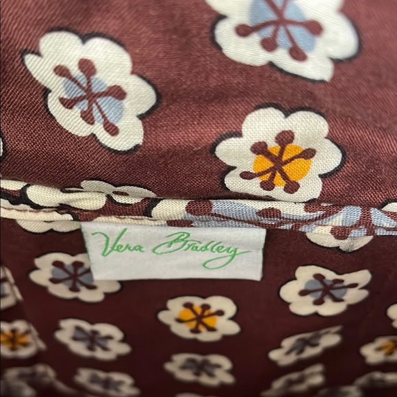 VERA BRADLEY Brown Blue Floral Pattern Crossbody Bag - Picture 9 of 11